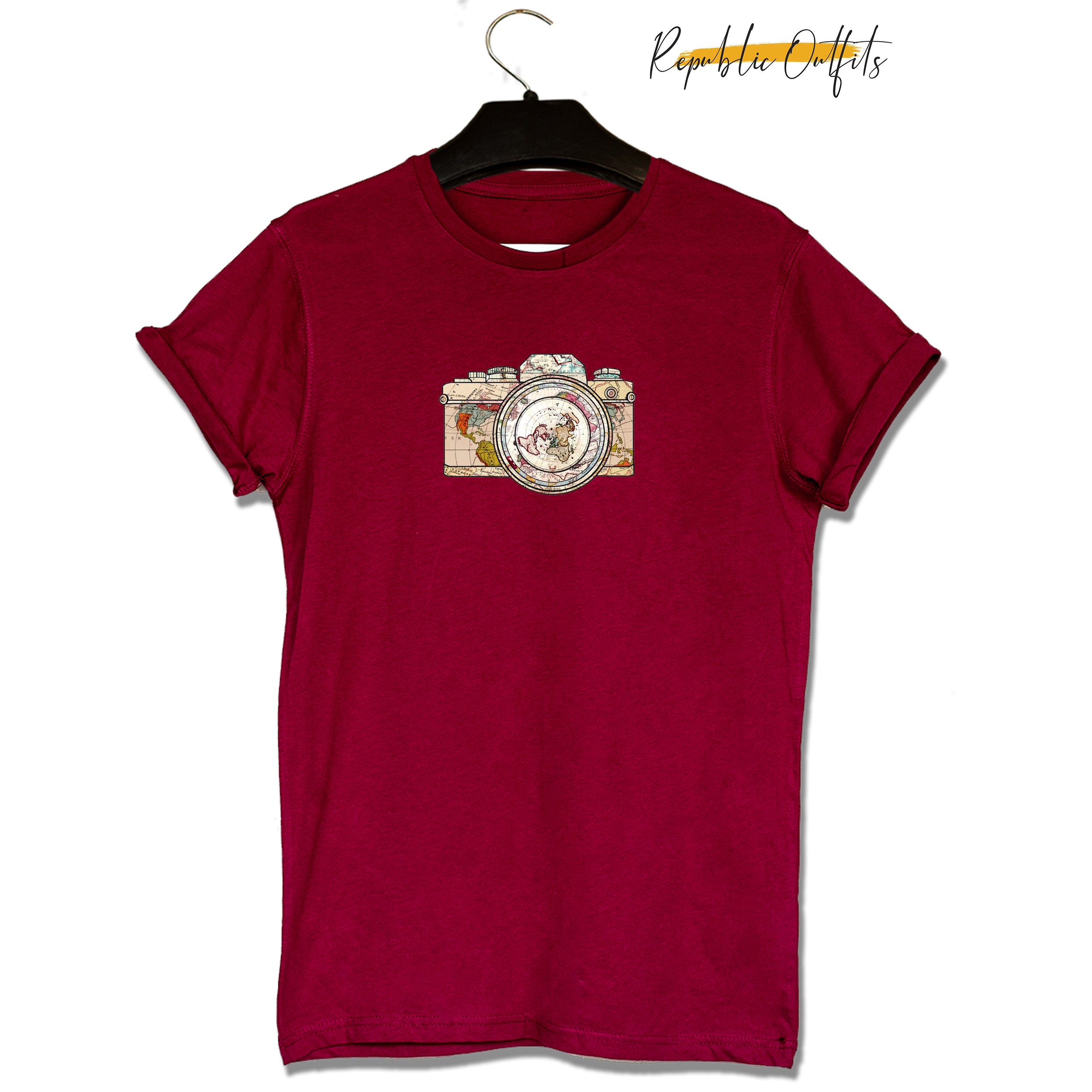 Camera Maroon Tee