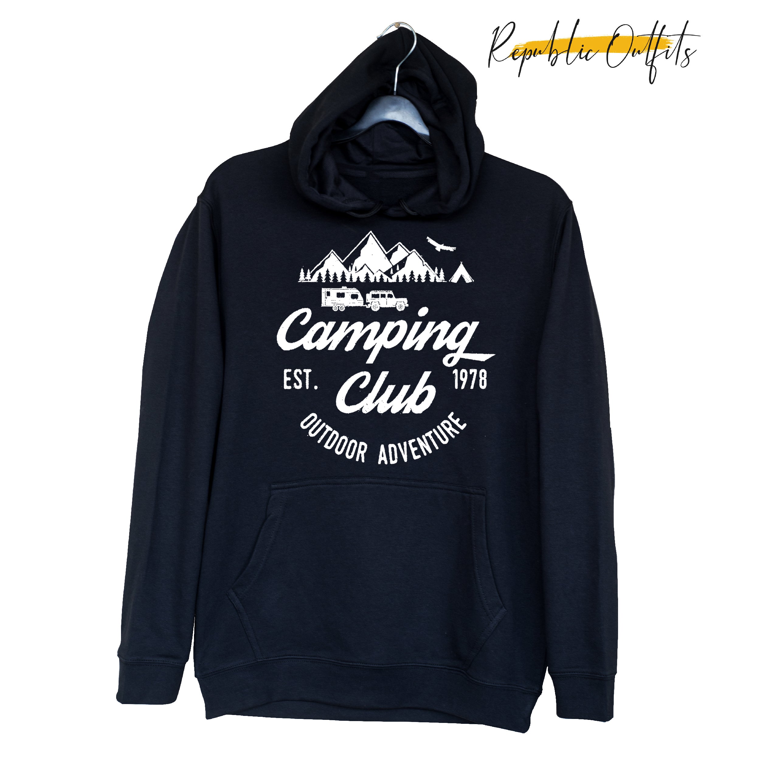 Camping Club Black Hoodie