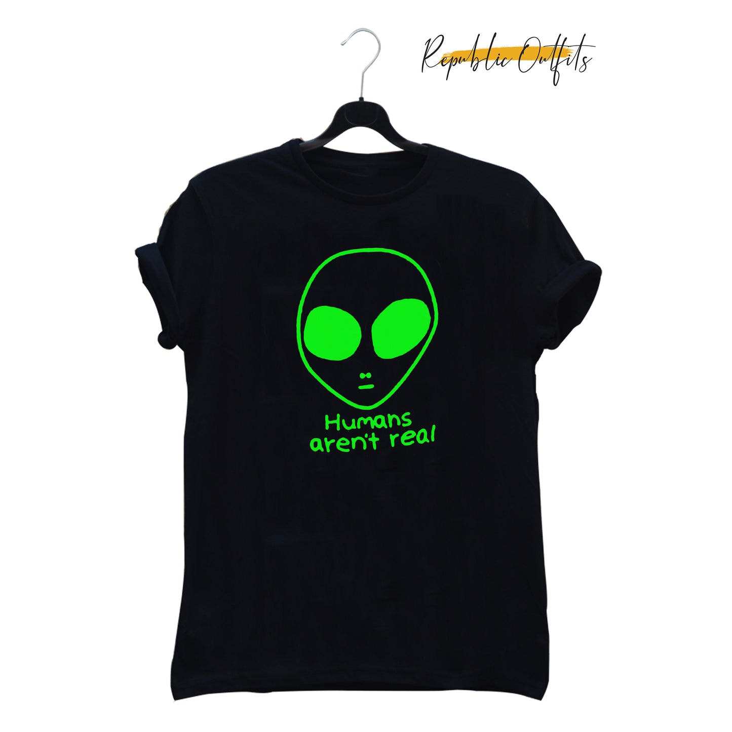 Humans Aren’t Real Graphic T-Shirt – Black