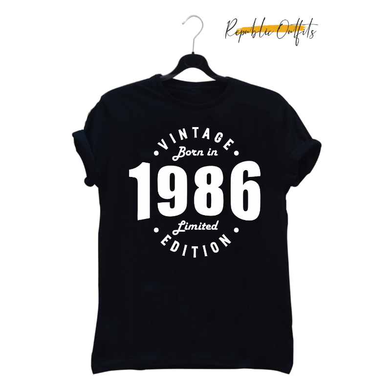 Vintage Born in 1986 Graphic T-Shirt – 100% Cotton | Screen Printed