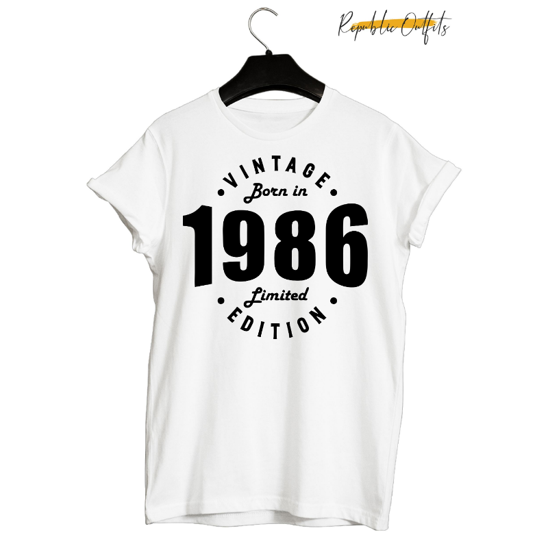 Vintage Born in 1986 Graphic T-Shirt – 100% Cotton | Screen Printed