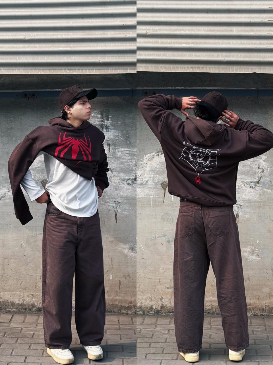 Spider Graphic Screen-Printed Hoodie