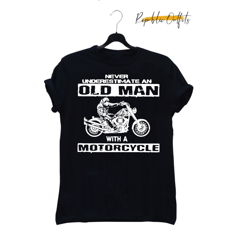 Old Man with a Motorcycle T-shirt: