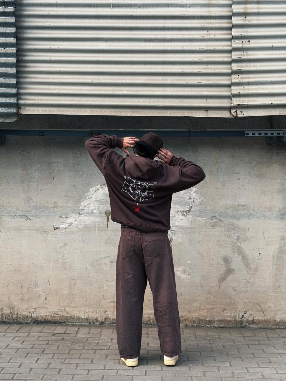 Spider Graphic Screen-Printed Hoodie