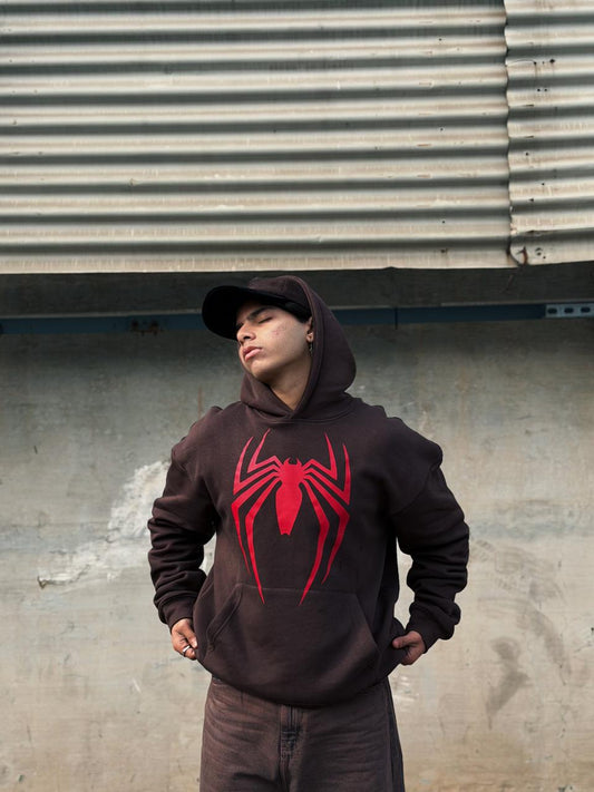 Spider Graphic Screen-Printed Hoodie