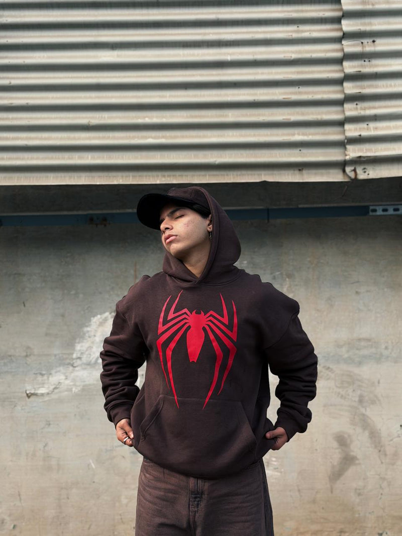 Spider Graphic Screen-Printed Hoodie