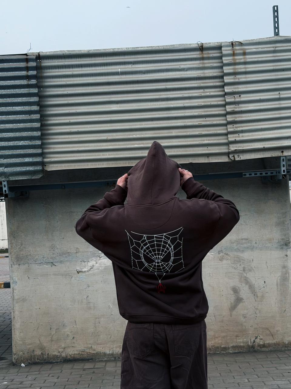 Spider Graphic Screen-Printed Hoodie