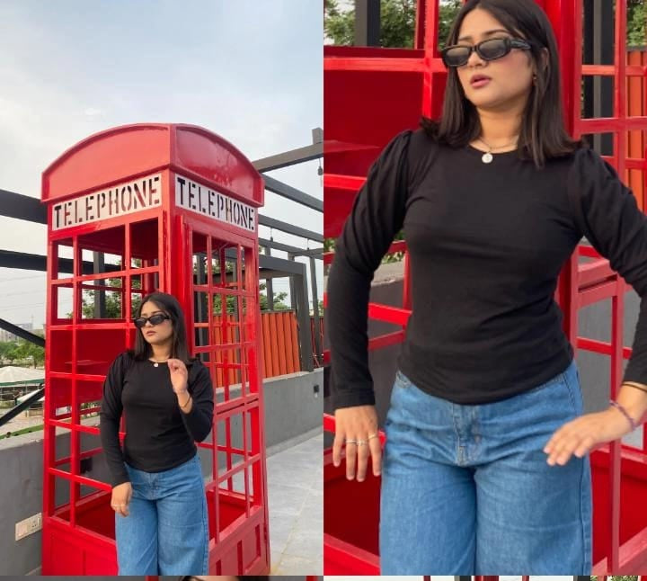 Women’s Balloon Shoulder Cropped Long-Sleeve Tee