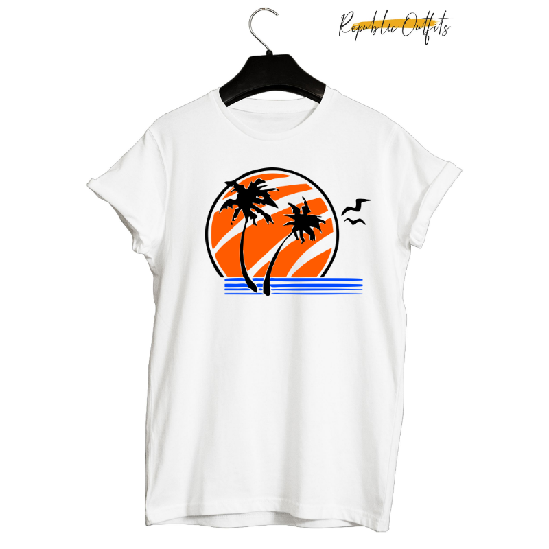 Palm Trees Sunset Graphic T-Shirt