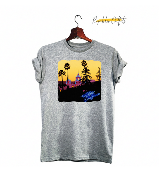 Hotel California Sunset Graphic T-Shirt – 180 GSM 100% Pure Cotton | Premium DTG Printed