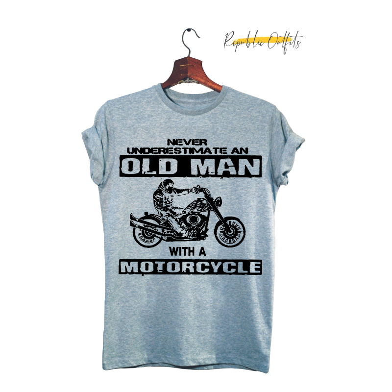 Old Man with a Motorcycle T-shirt: