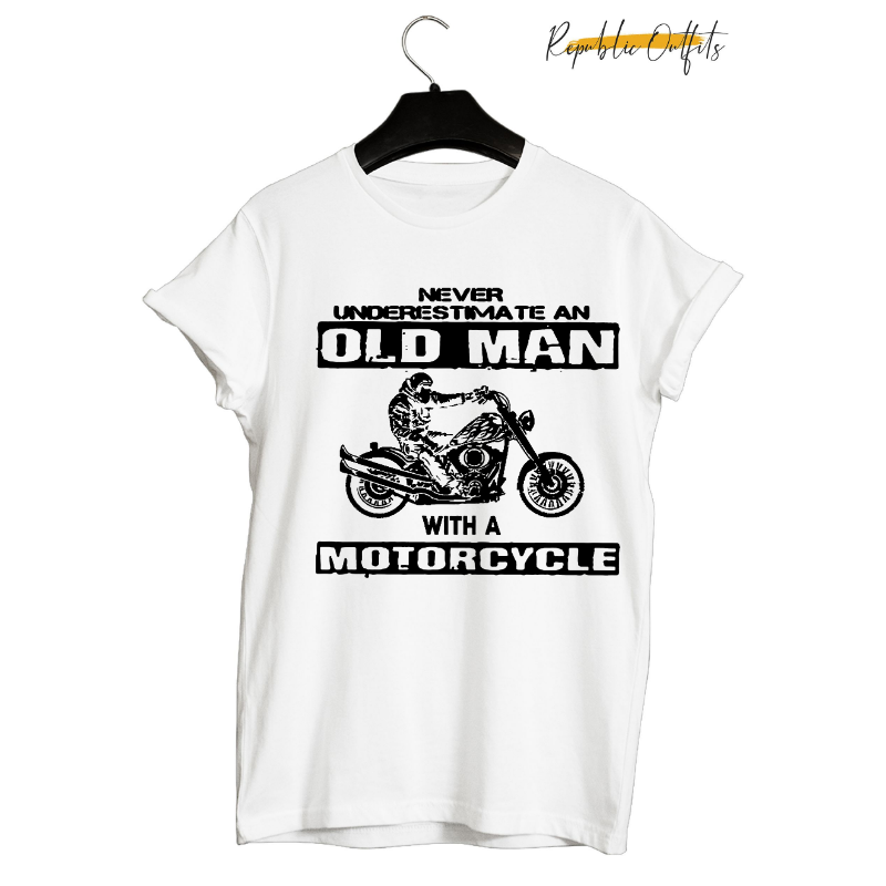 Old Man with a Motorcycle T-shirt: