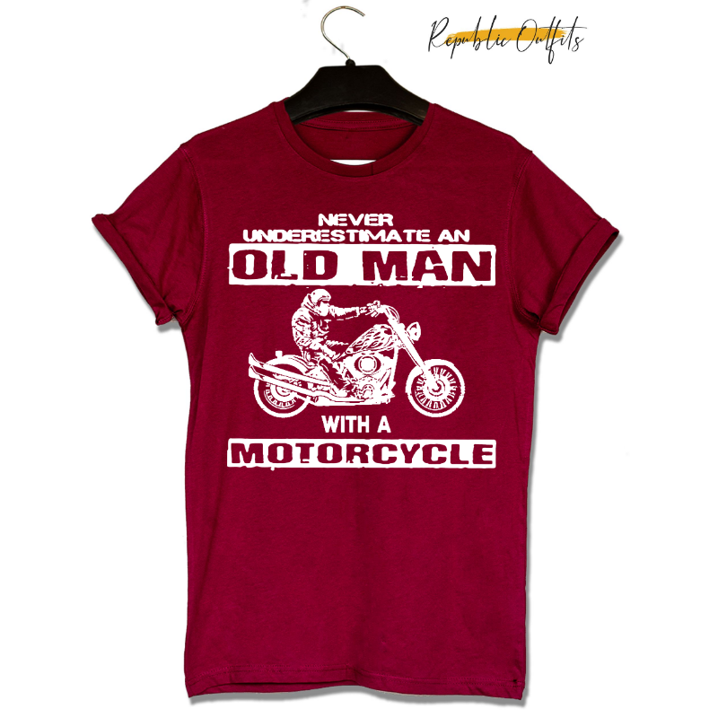 Old Man with a Motorcycle T-shirt: