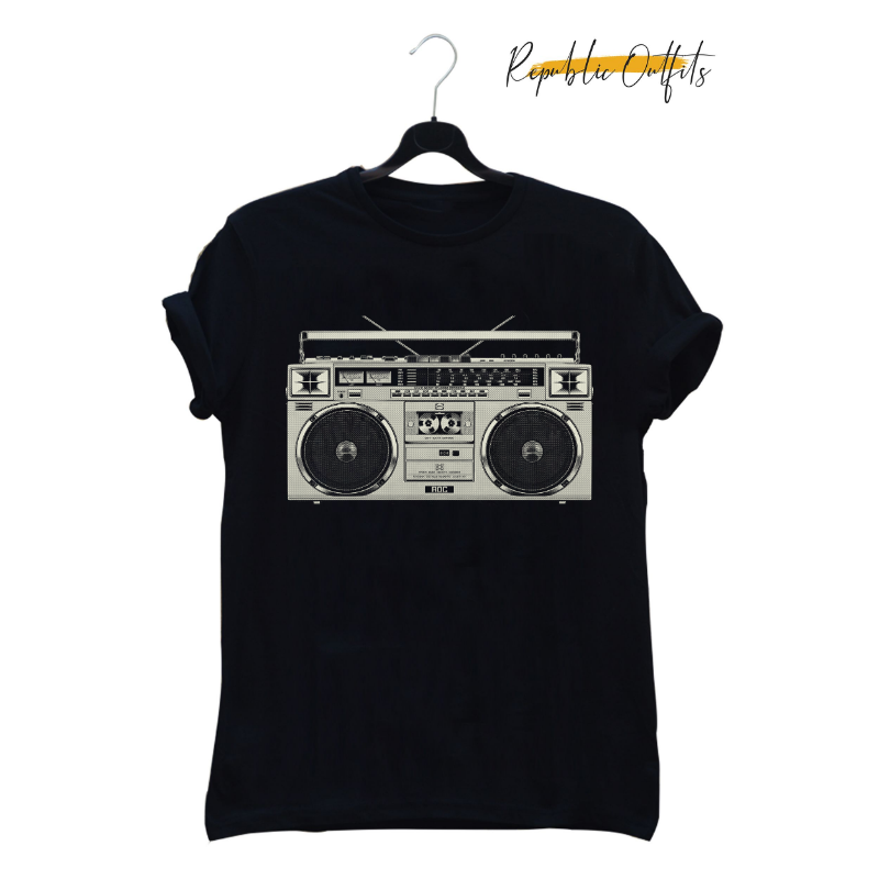 Retro Boombox Graphic T-Shirt – 100% Cotton | Screen Printed