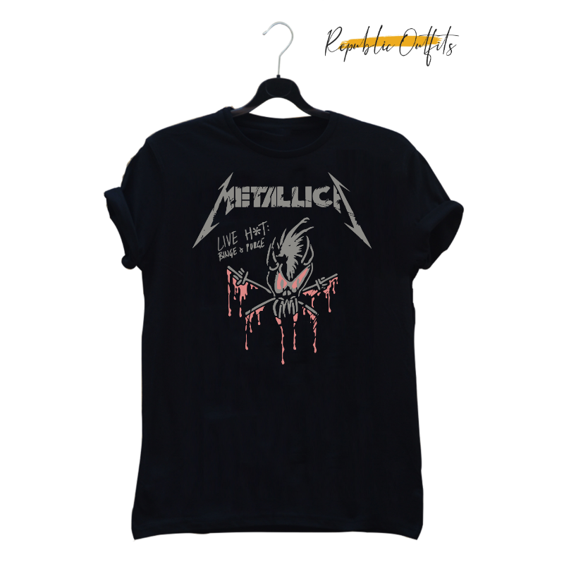 Heavy Metal Skull Graphic T-Shirt