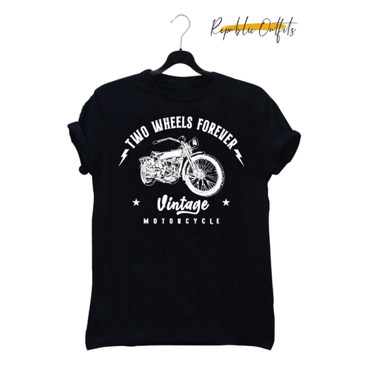 Two Wheels Forever – Vintage Motorcycle T-Shirt