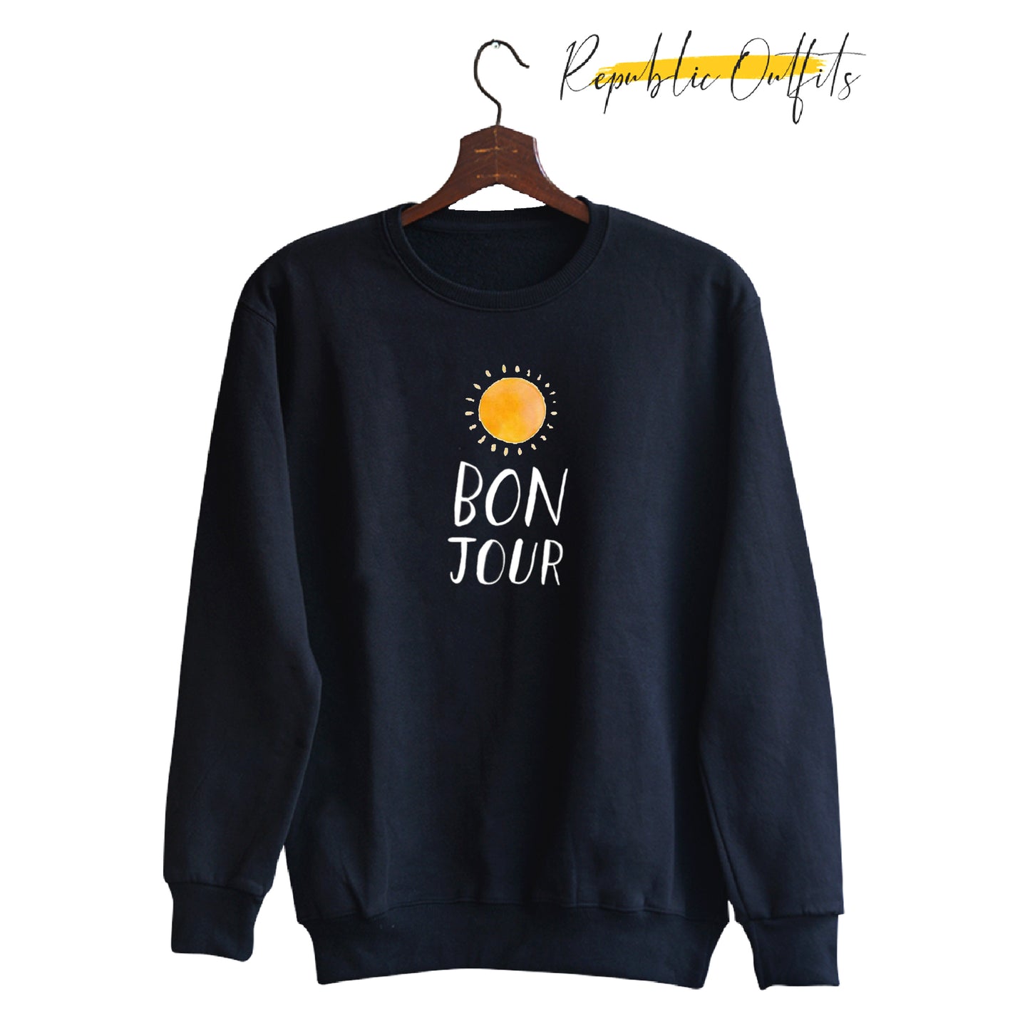 Bonjour Black Sweatshirt