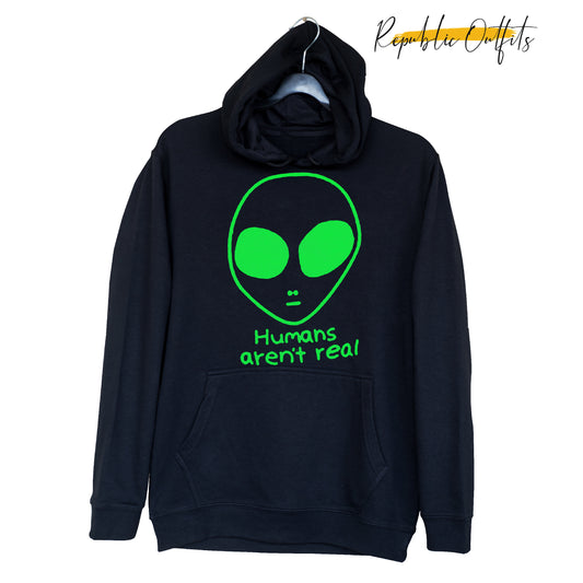 Humans Are Not Real Black Hoodie