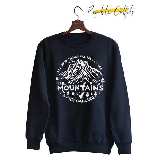 Mountains Are Calling Black Sweatshirt